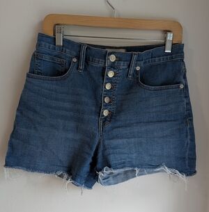 Madewell High-Waisted Denim Shorts with Button Fly Cut Offs Size 29